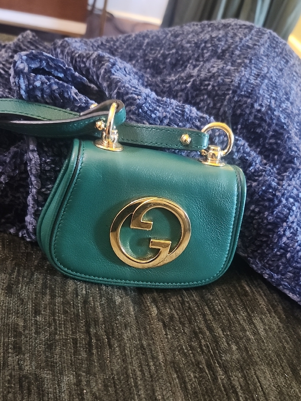 Gucci Blondie Interlocking G Green Mini Leather Crossbody Shoulder Bag - Picture 8 of 16